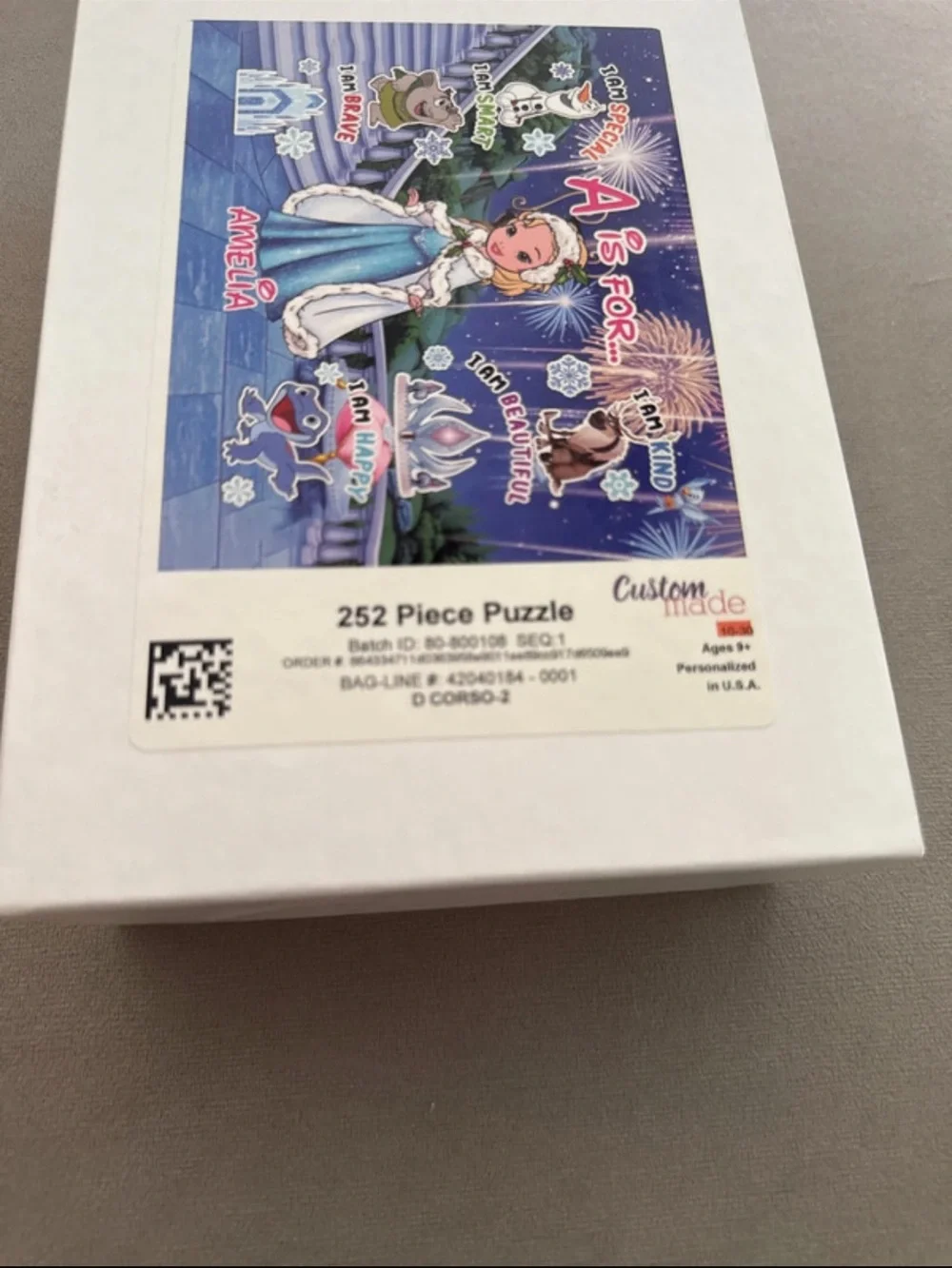 Personalized Amelia Princess Puzzle - Disney frozen